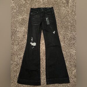 Lucky & Blessed Black Distressed Flare Jeans